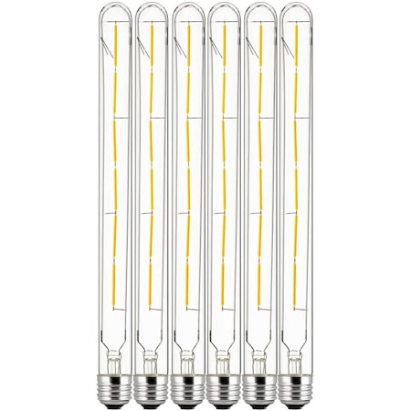 Sunlite LED Filament T8 Tubular Light Bulb, 5W 40W Equiv E26 Base Dimmable UL Listed 90 CRI 2700K, 10PK 41402-NS